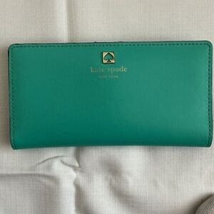 Kate Spade teal Leather Charlotte Terrace, Stacy Slim wallet EUC.